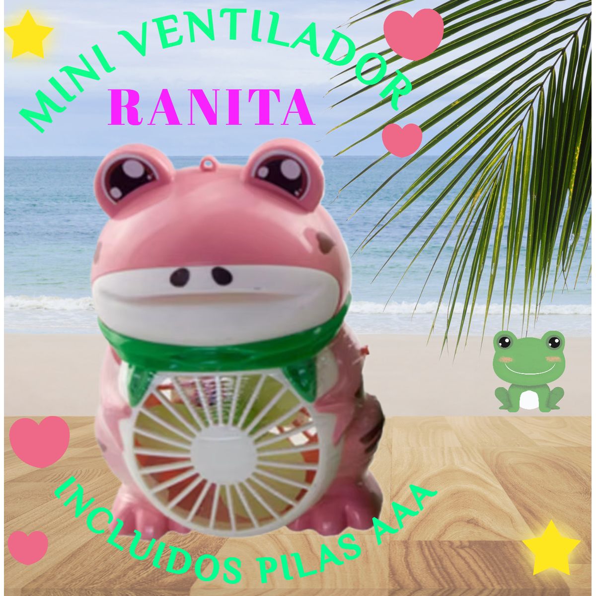 GENERICO - MINI VENTILADOR PORTÁTIL DE MANO MODELO RANITA A PILAS