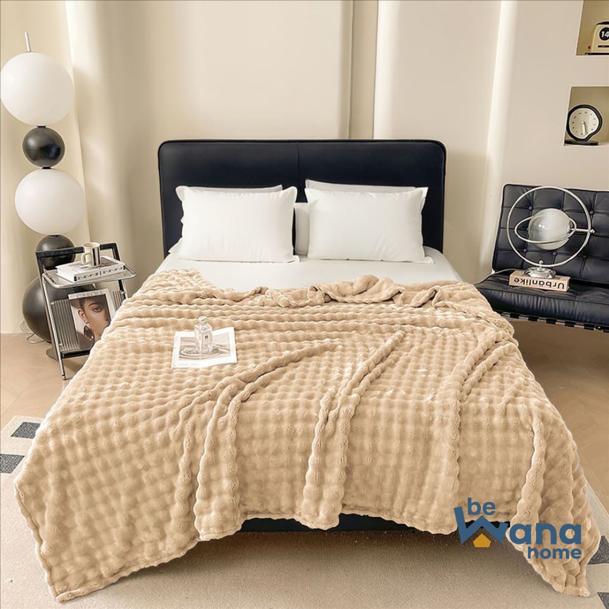 CASATEX - Manta Antialérgica Piel de Oso Queen Beige