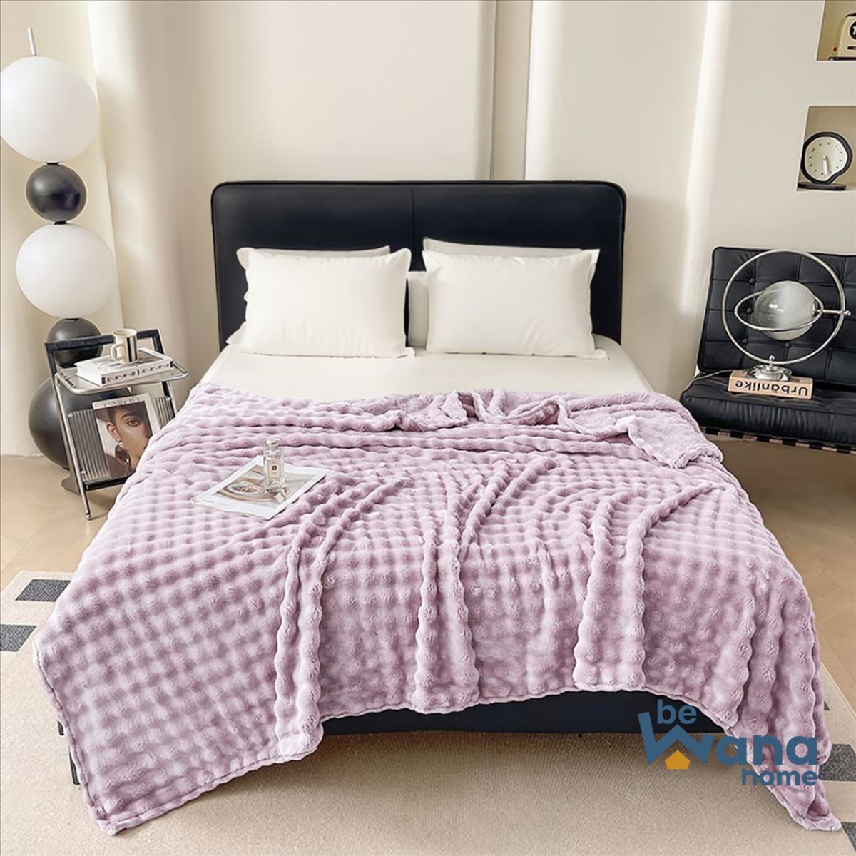 CASATEX - Manta Antialérgica Piel de Oso Queen Lila