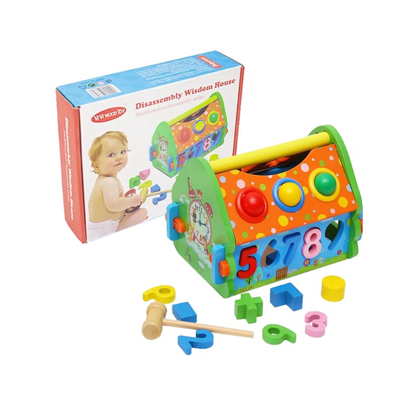 GENERICO - Casa Didáctica Multifuncional de Madera + Martillo y Figuras