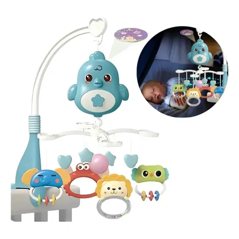 BIBI - Móvil Cuna Giratorio Musical Con Proyector para Bebé Azul