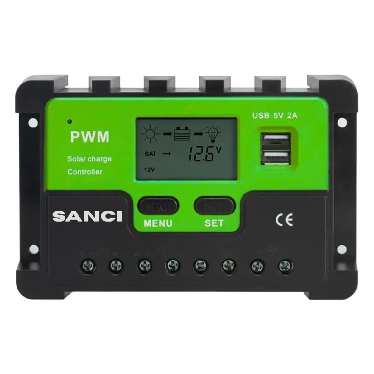 SANC - Controlador Solar Carga Panel 10A PWM Bateria Litio Plomo Grafeno