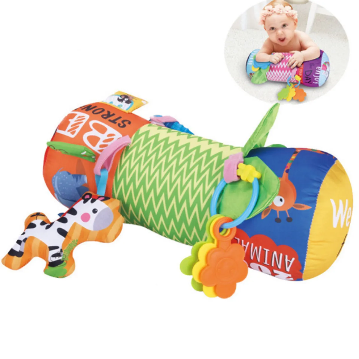 MEYING - JUGUETE ESTIMULACION RODILLO PARA BEBE CON SONAJERO VERDE