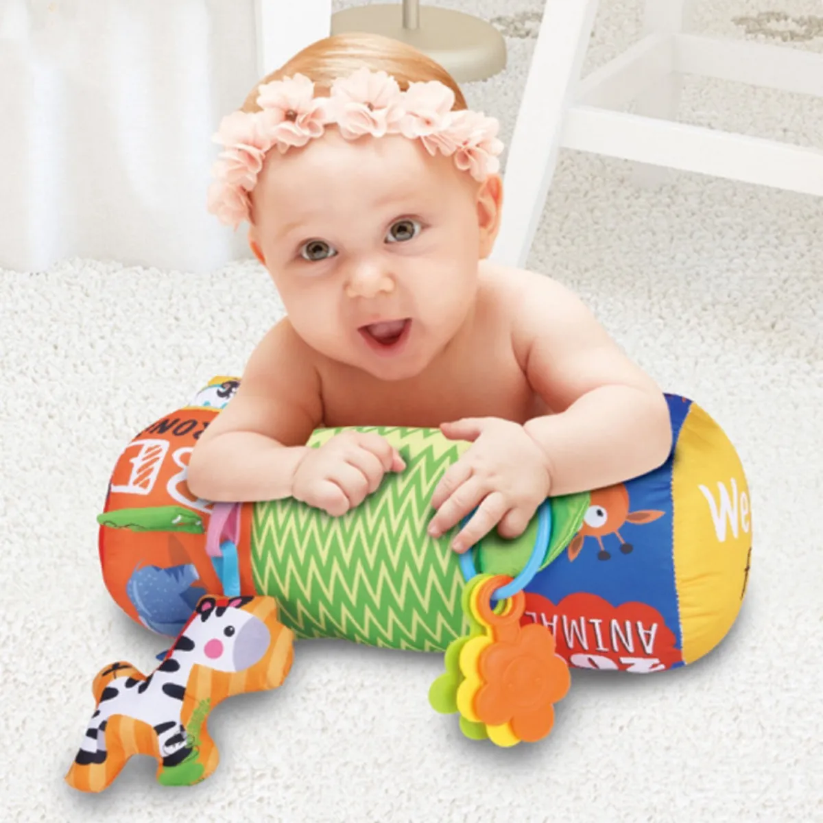 MEYING - JUGUETE ESTIMULACION RODILLO PARA BEBE CON SONAJERO VERDE