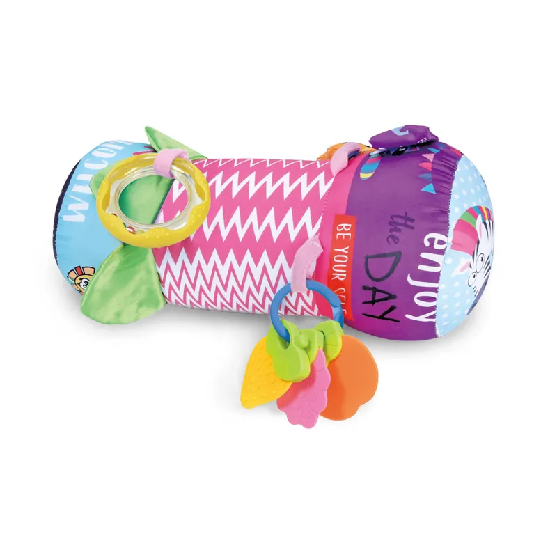 MEYING - JUGUETE ESTIMULACION RODILLO PARA BEBE CON SONAJERO ROSADO