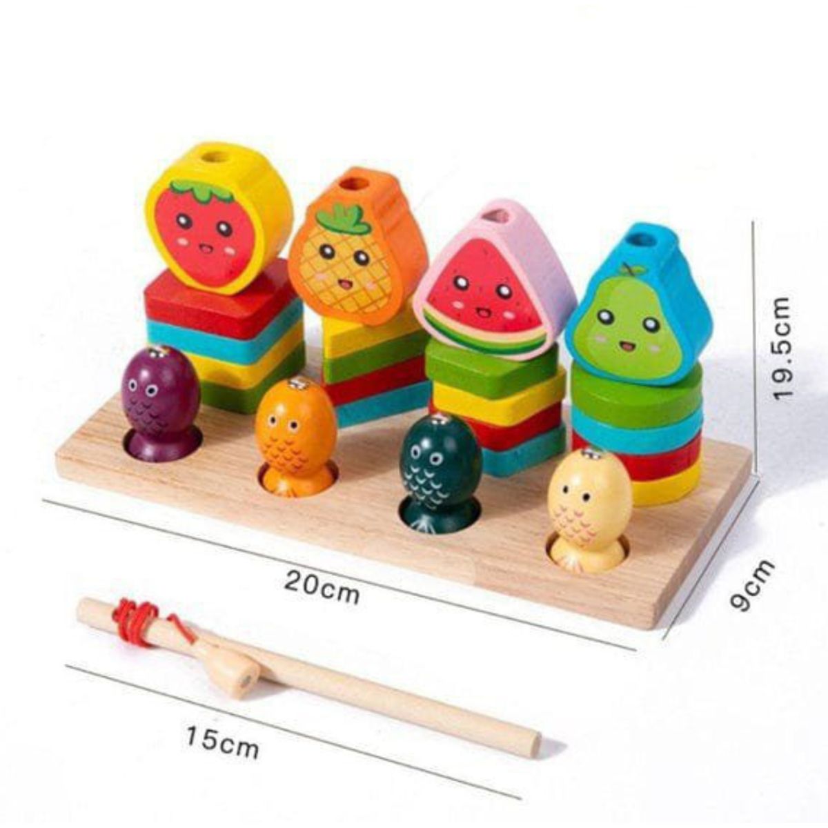 GENERICO - Juego didáctico Montessori 3 en 1 -  Pesca, encaja y enhebra