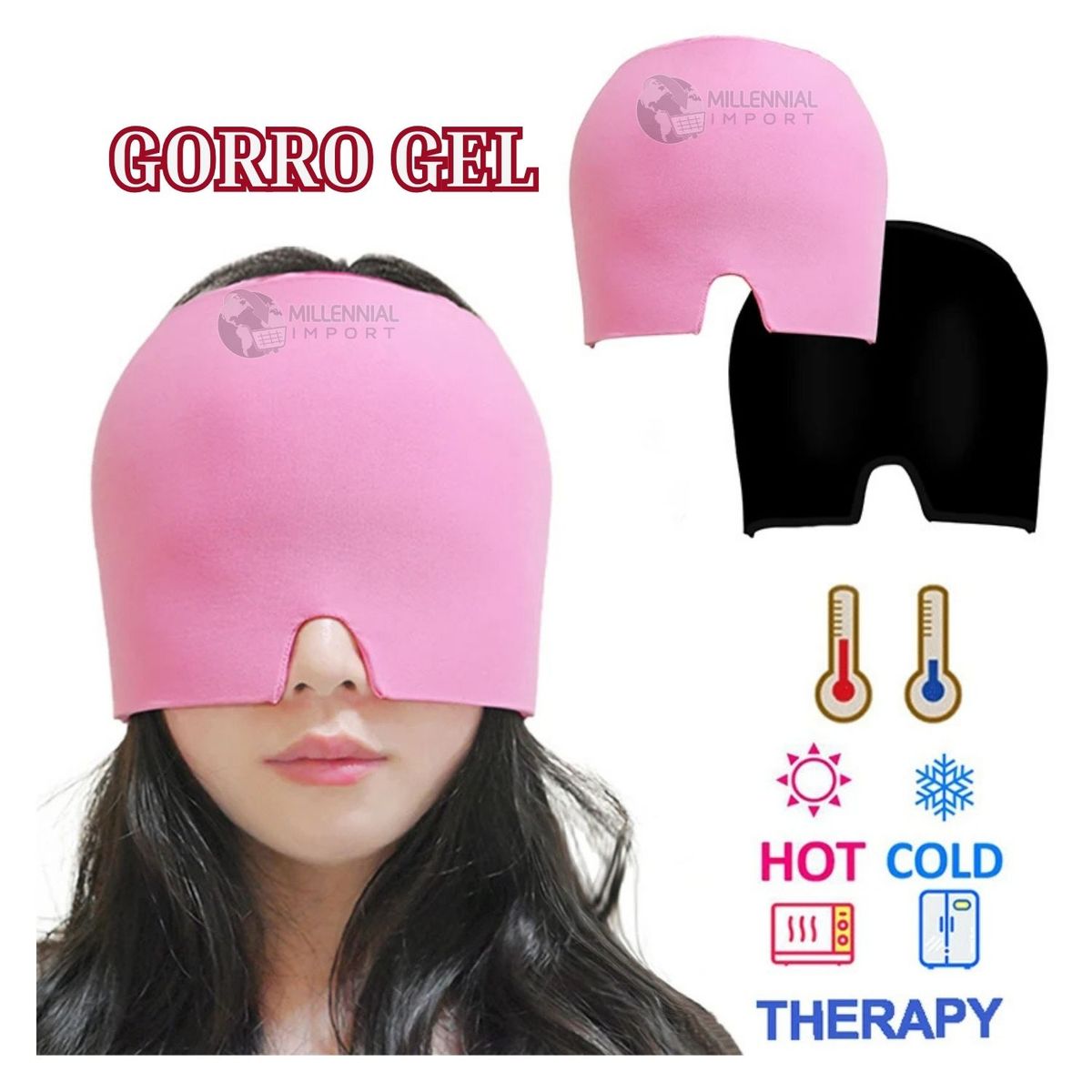 GENERICO - Gorro Frio de Gel para Dolor de Cabeza Migraña Alivia Tensión