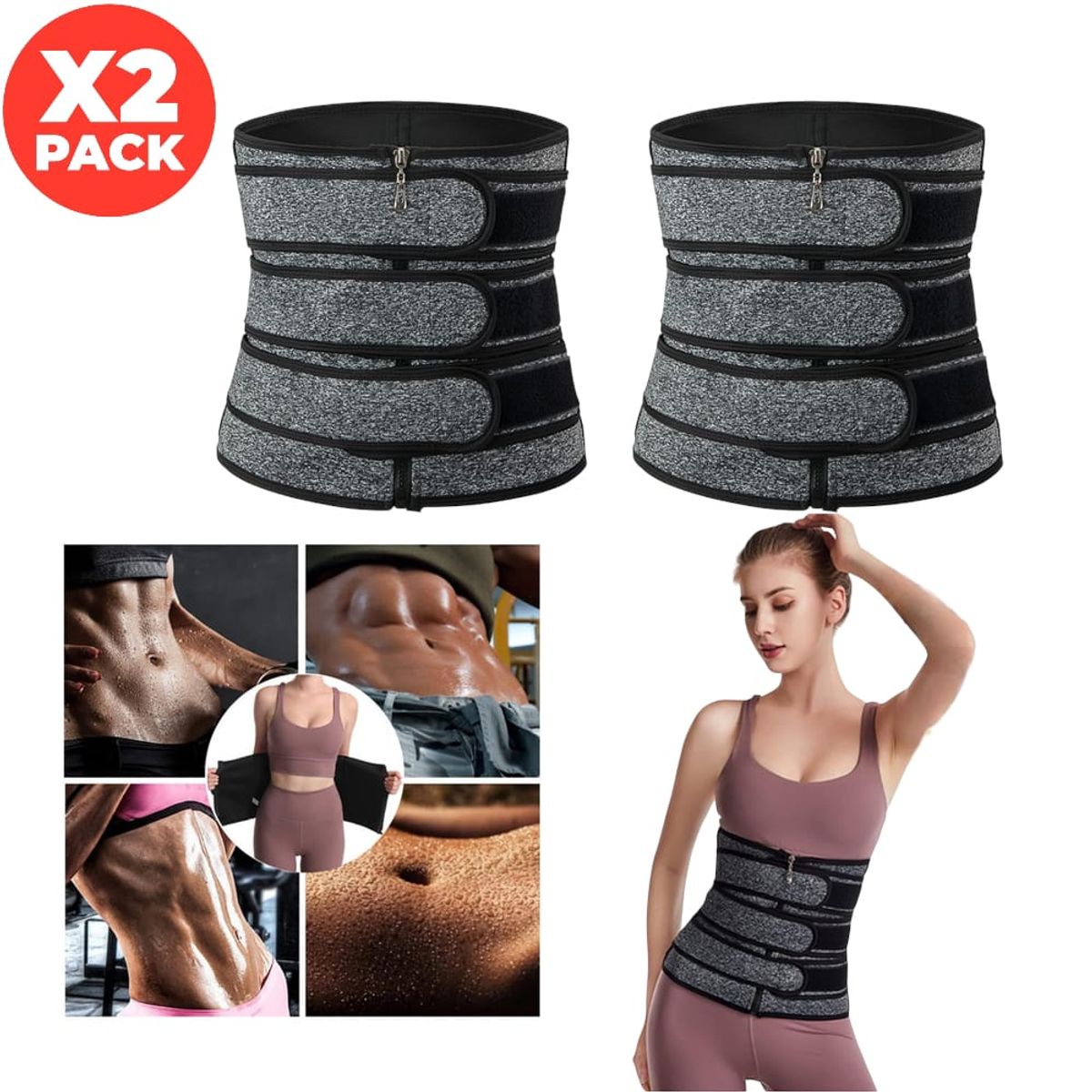 OEM - Set 2 Corsés Reductores para Moldear Cintura con Efecto Sauna - S