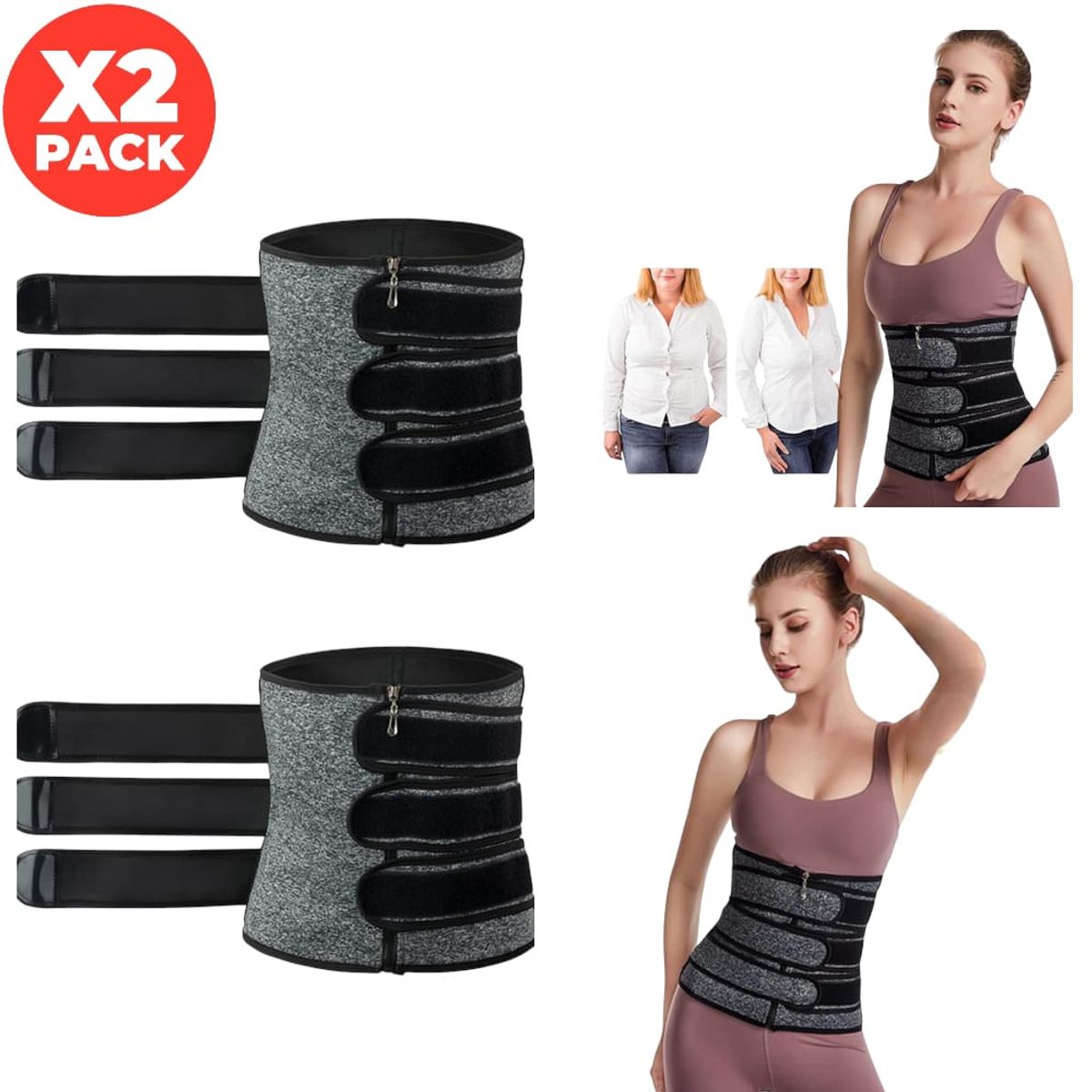 OEM - Set 2 Corsés Reductores para Moldear Cintura con Efecto Sauna - S