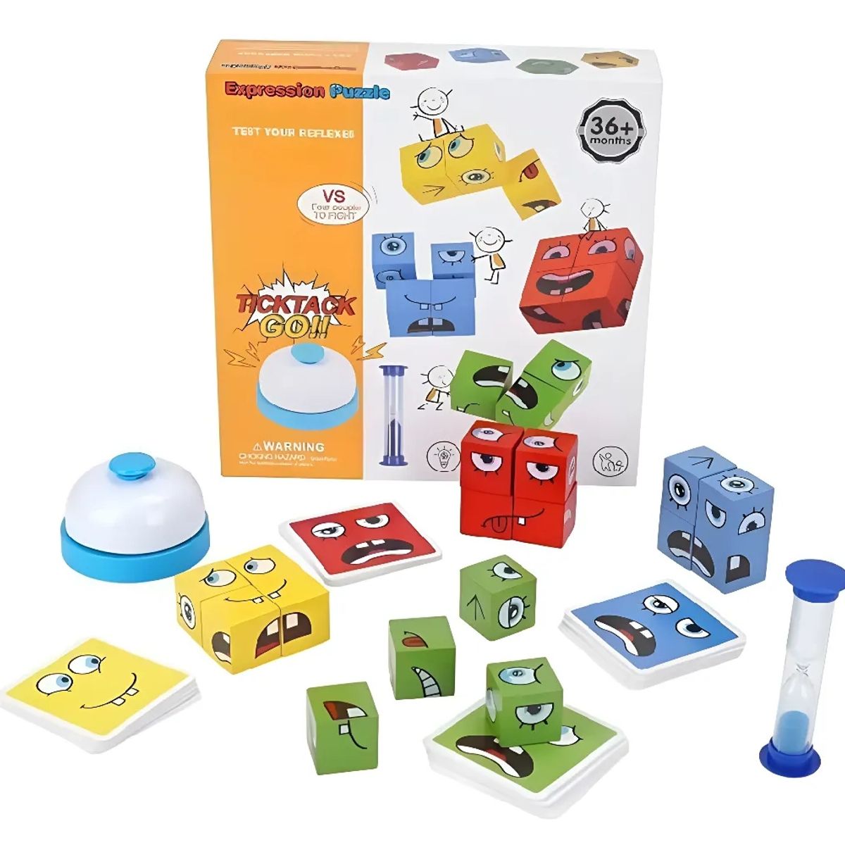 GENERICO - Juego Educativo de Cubos de Expresiones de Madera con Timbre