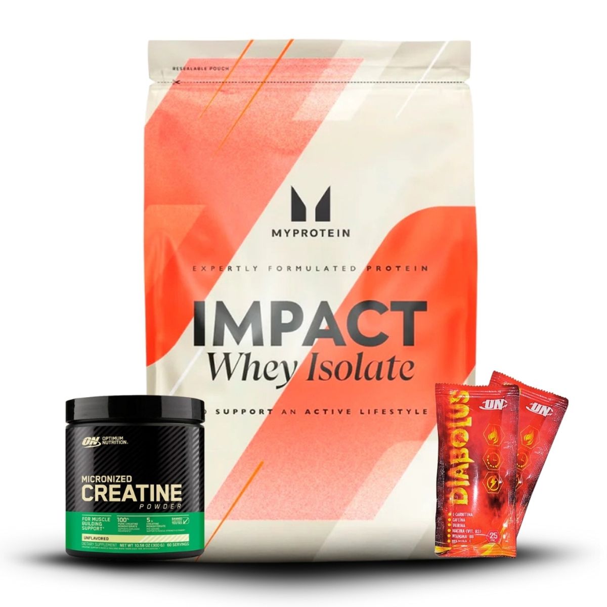 MYPROTEIN - Impact Whey Isolate 1 kg Chocolate+Creatina Optimun Nutrition 300Gr+2 Diabolus