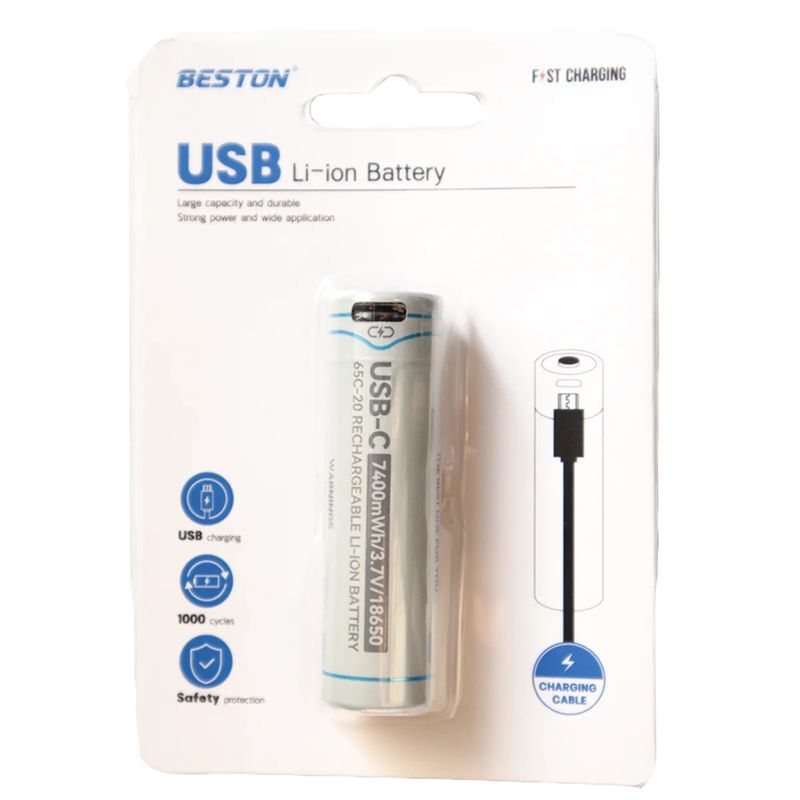 OEM - Bateria 18650 Litio 2000mAh Usb C Recargable 3.7V