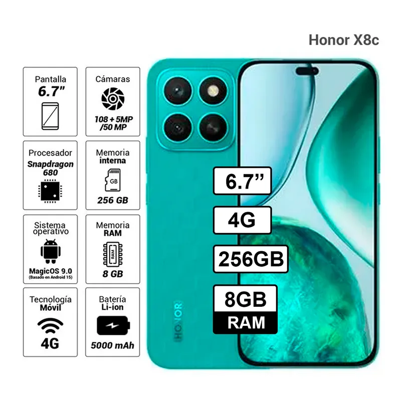 HONOR - Celular Honor X8c 8GB Ram 256GB Color Verde