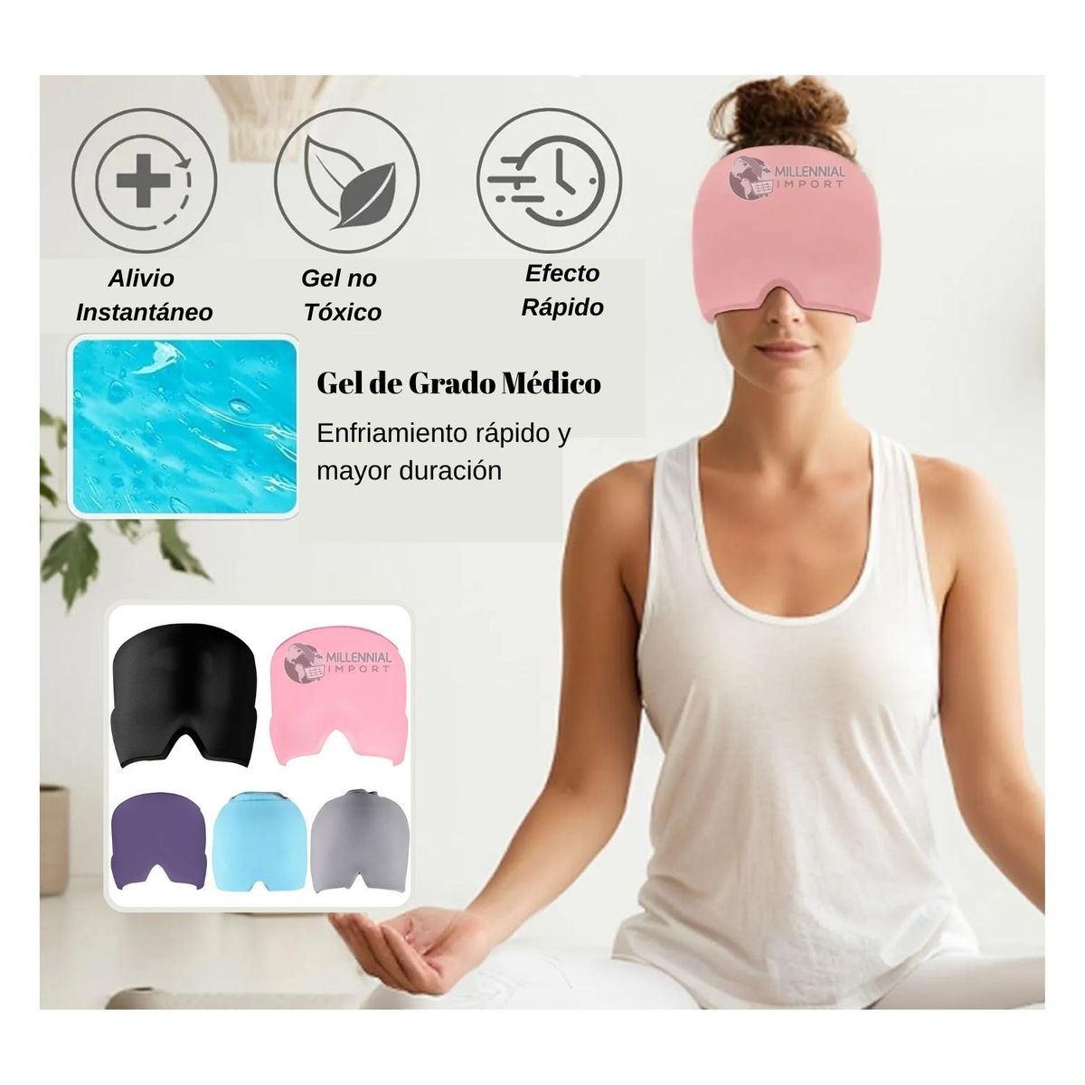 GENERICO - Compresa en Gorro de Gel Frío para Dormir y Antimigraña