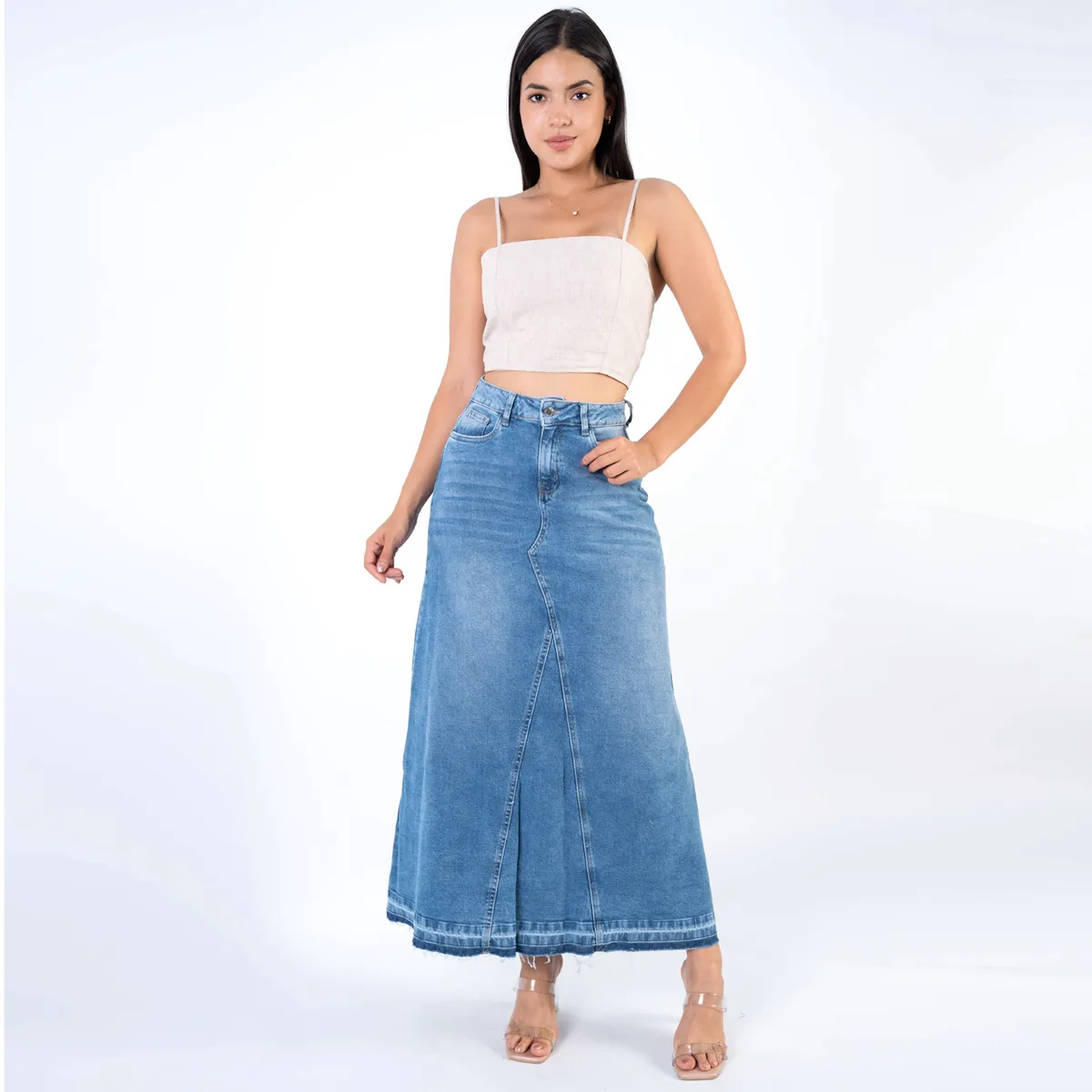 JAROLA - Falda Midi Denim Jarola Manuela