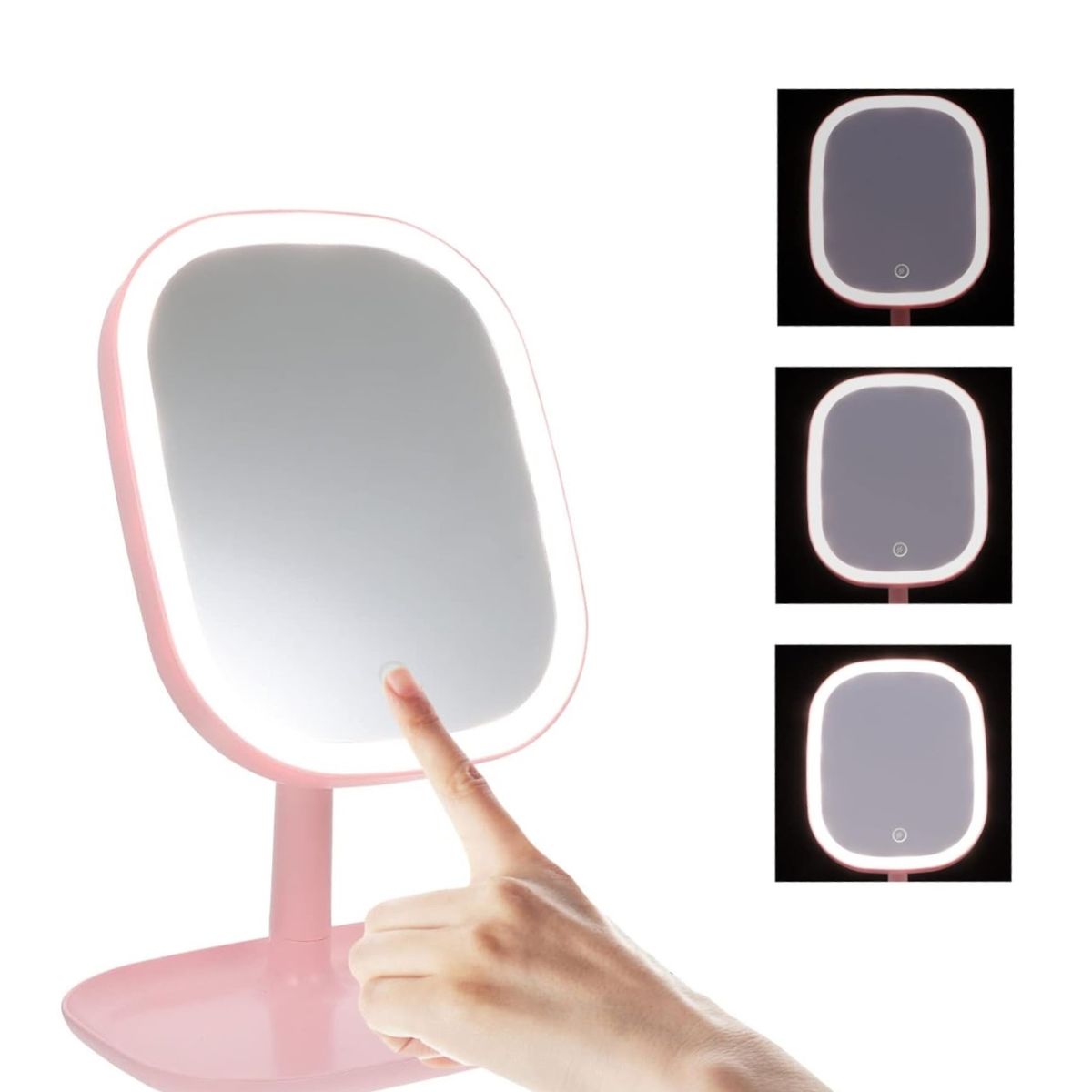 GENERICO - Espejo de Maquillaje Tactil con 3 tonos de luz Recargable