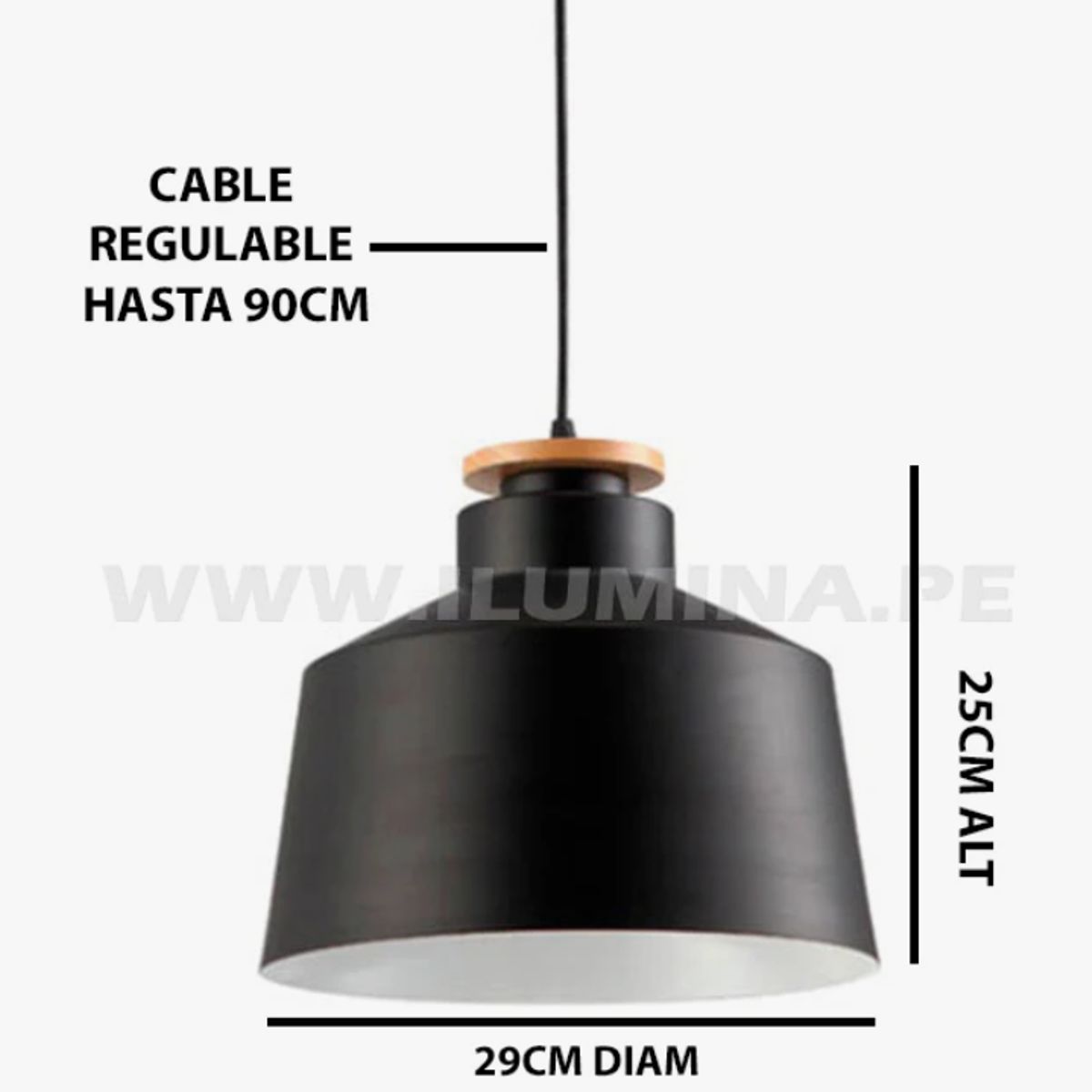 GENERICO - Lámpara Colgante Campana Black Led