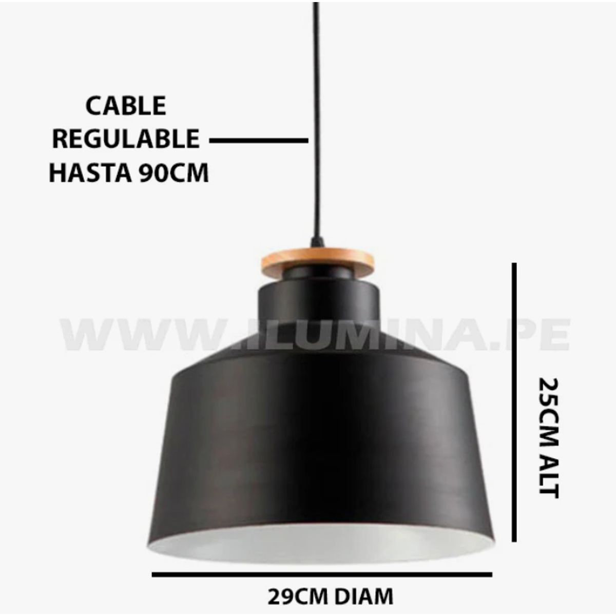 GENERICO - Lámpara Colgante Campana Black Led