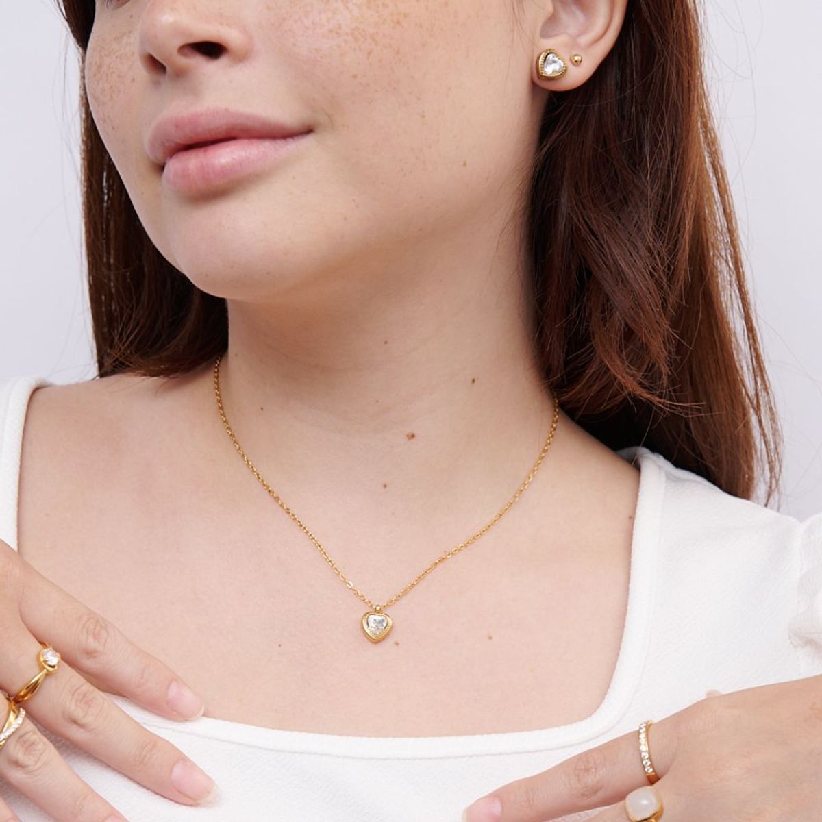 GENERICO - Set de Collar y Aretes Lovely Circón Waterproof