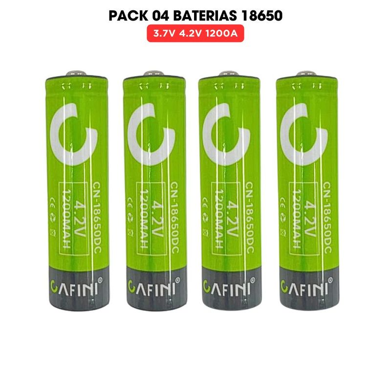 CAFINI - Bateria 18650 Litio 3.7V 4.2V Recargable x 04 Unidades