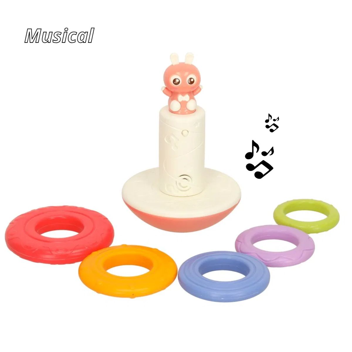 BIBI - JUGUETE APILABLE DE ANILLO ESTIMULACIÓN PARA BEBÉ ROSADO