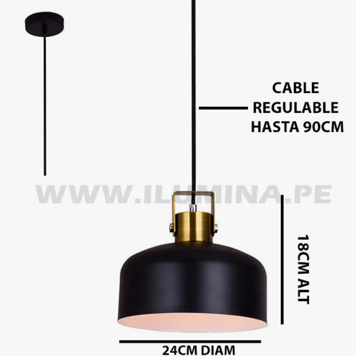 GENERICO - Lámpara Colgante Campana Black Led