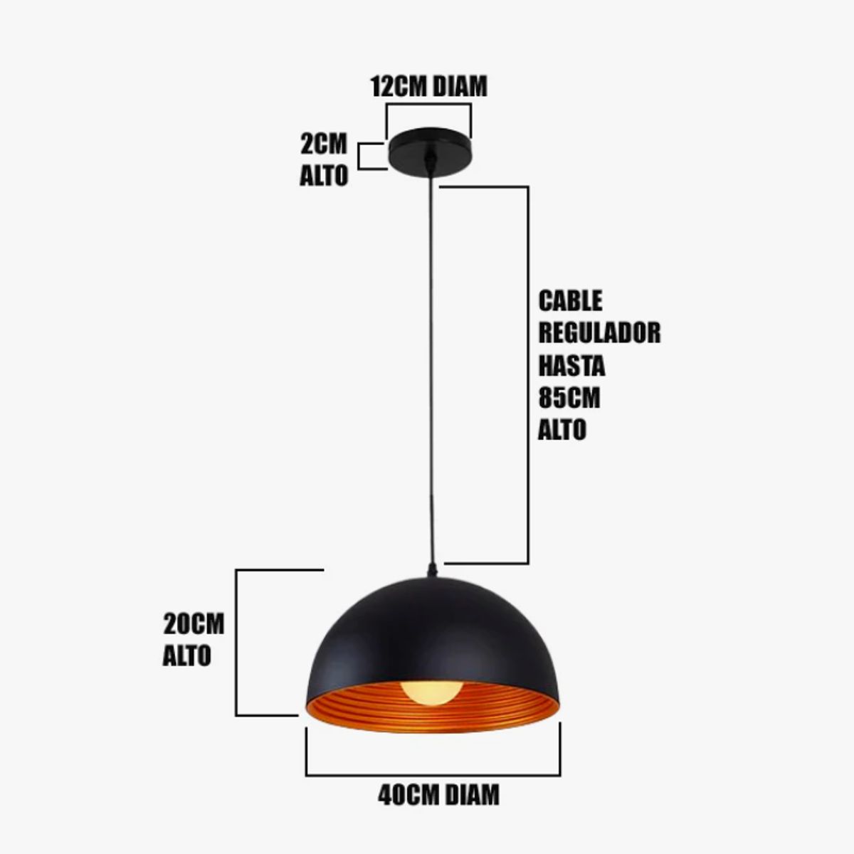 GENERICO - Lámpara Colgante Campana Black Led