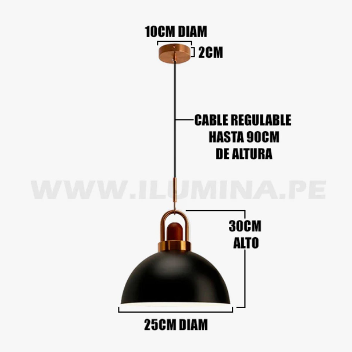 GENERICO - Lámpara Colgante Campana Black Led