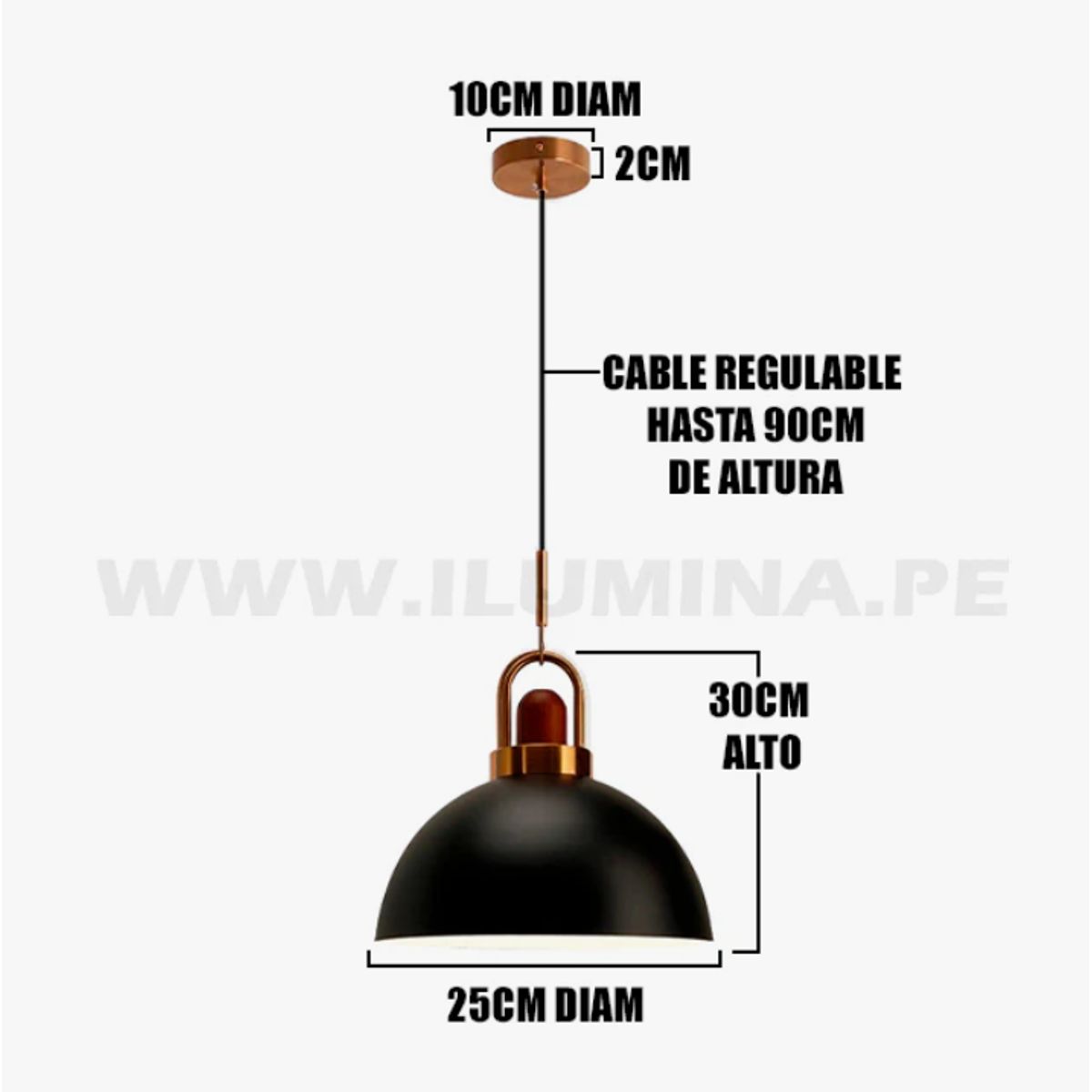 GENERICO - Lámpara Colgante Campana Black Led