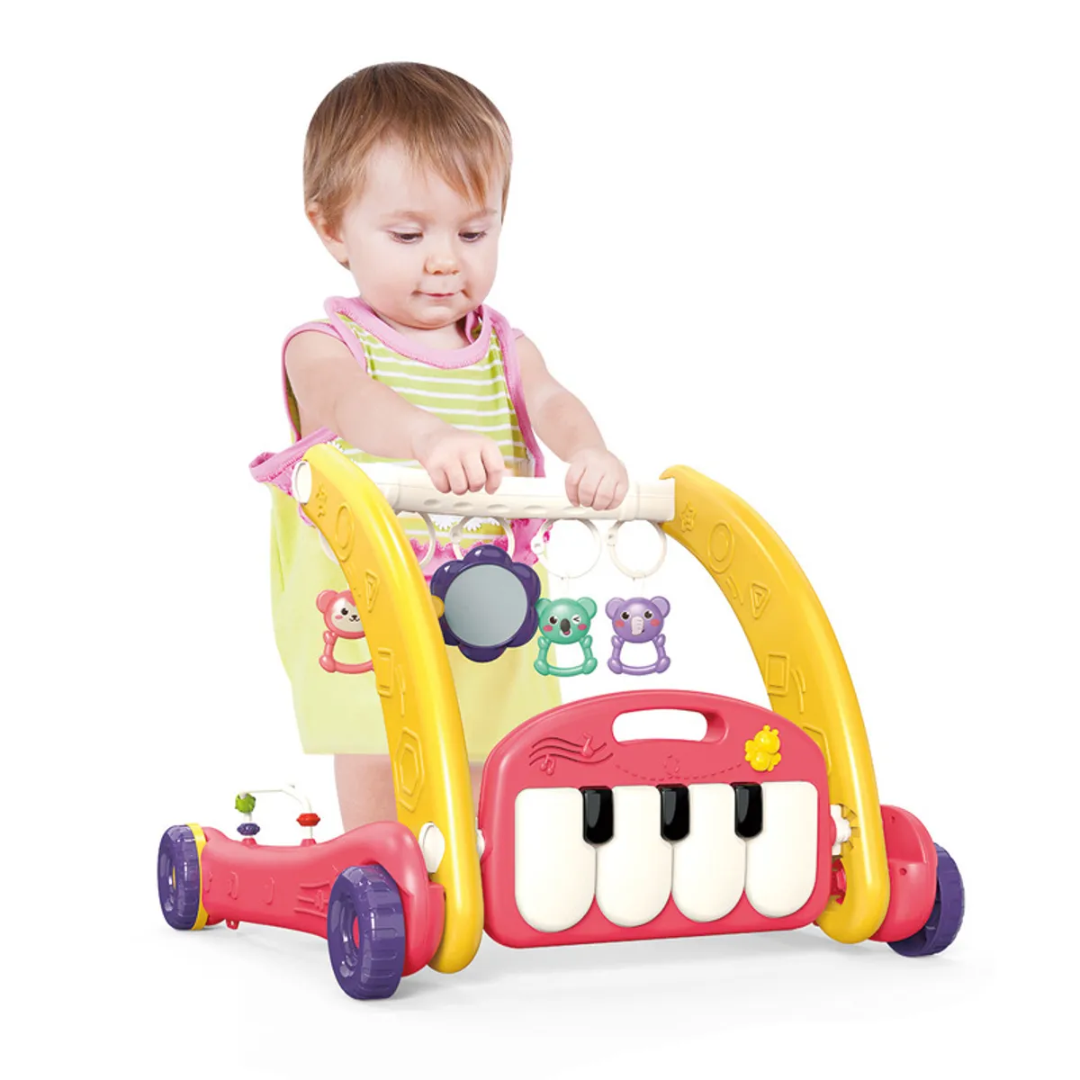 BIBI - ANDADOR GIMNASIO CAMINADOR PARA BEBÉ CON PIANO 2 EN 1 ROjO