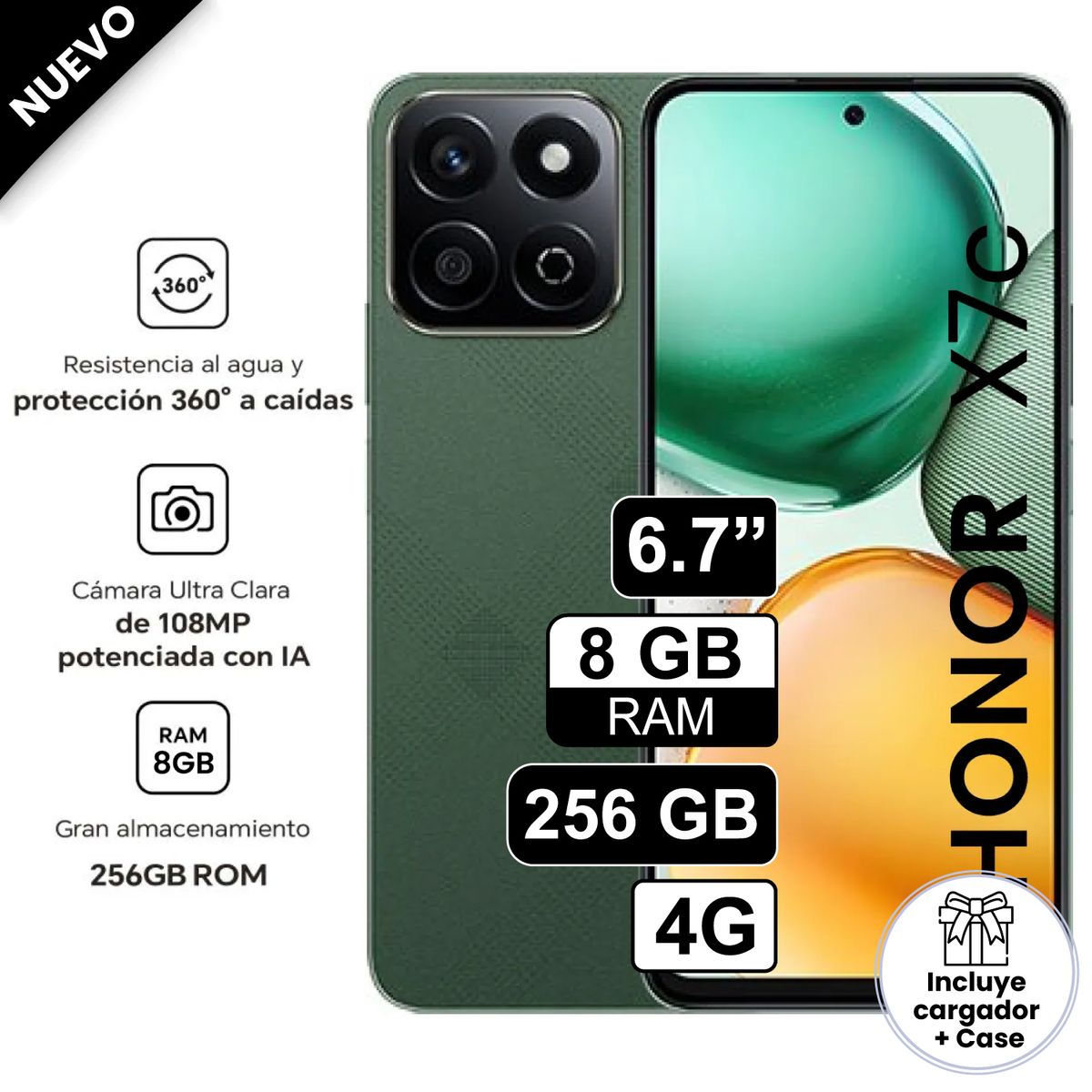 HONOR - Celular Libre Honor X7c 8GB Ram +256GB -Verde Foresta
