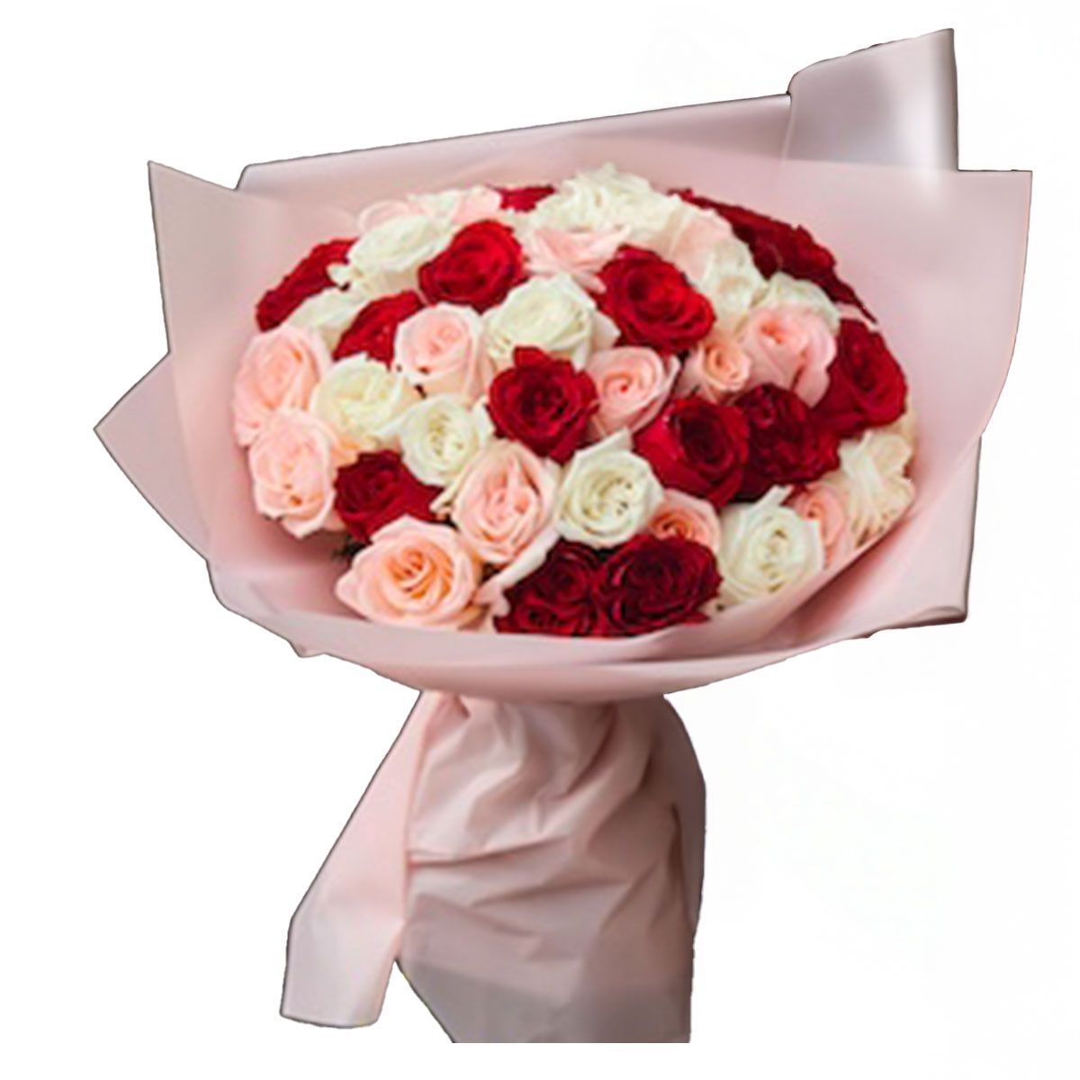 GENERICO - Ramo Majestuoso Amor - 50 rosas blancas, rojas y melones