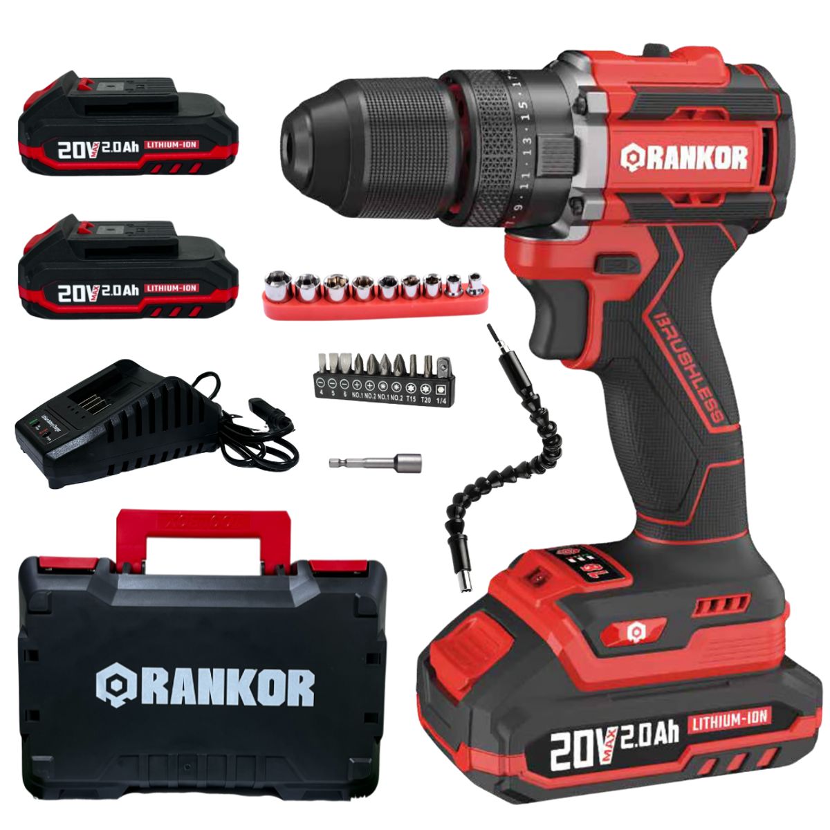 RANKOR - Taladro Percutor Atornillador Rankor 20V Brushless RLID20001