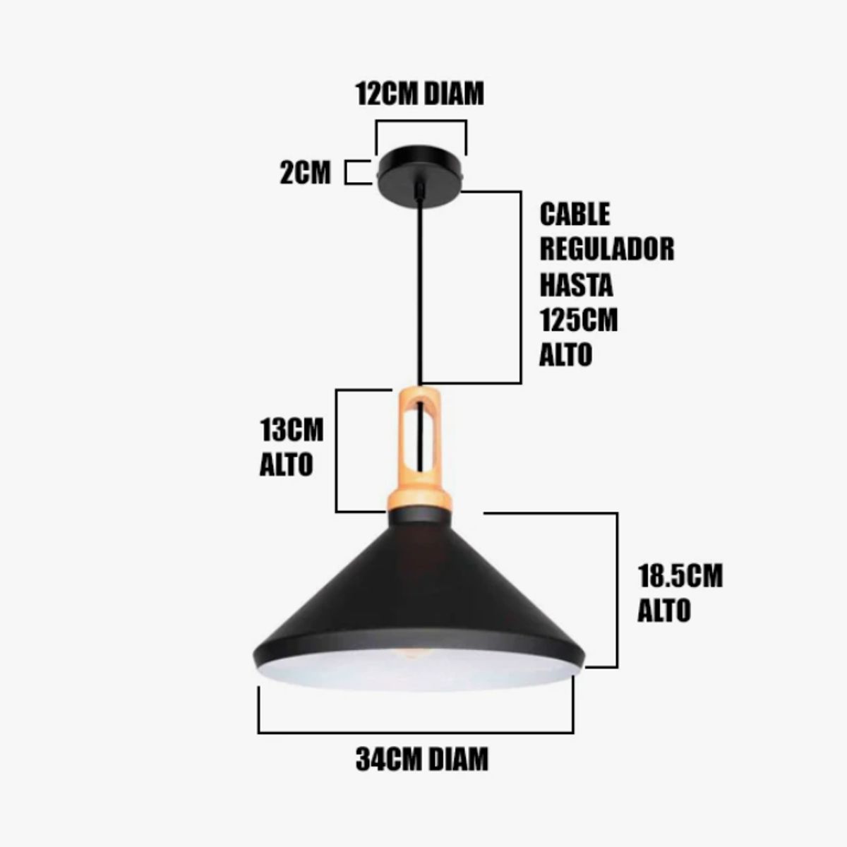 GENERICO - Lámpara Colgante Campana Black Led