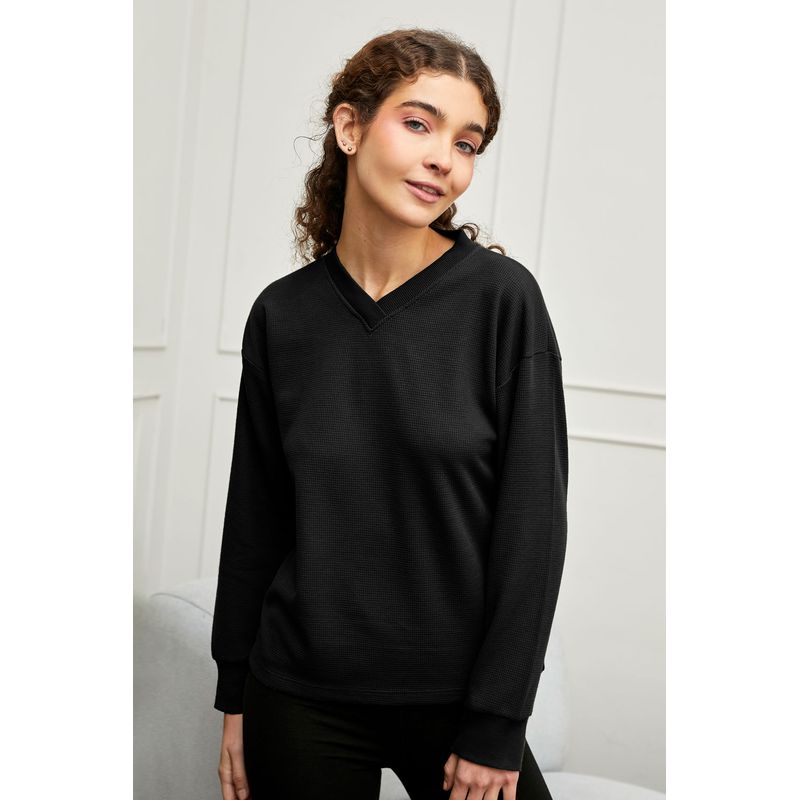 KONING - Polera Waffer Cuello V Mujer