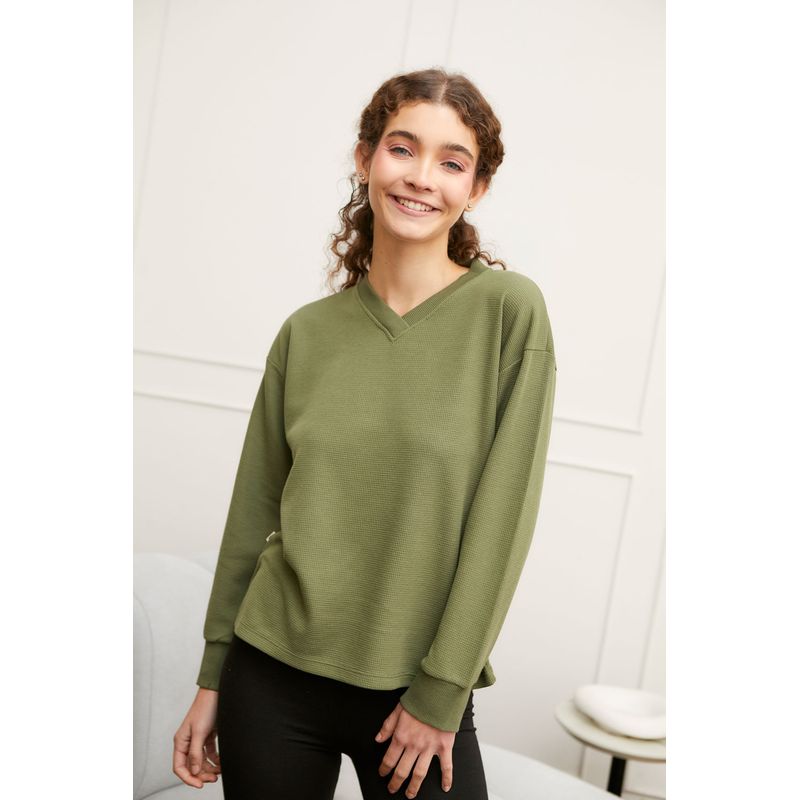 KONING - Polera Waffer Cuello V Mujer