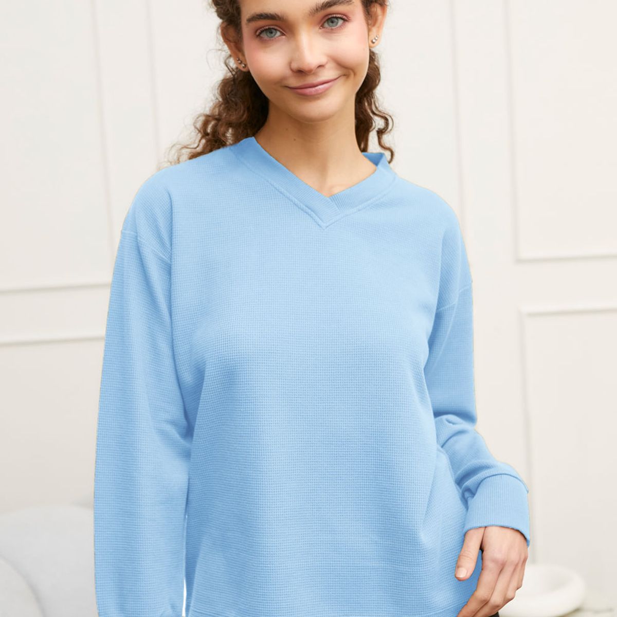 KONING - Polera Waffer Cuello V Mujer