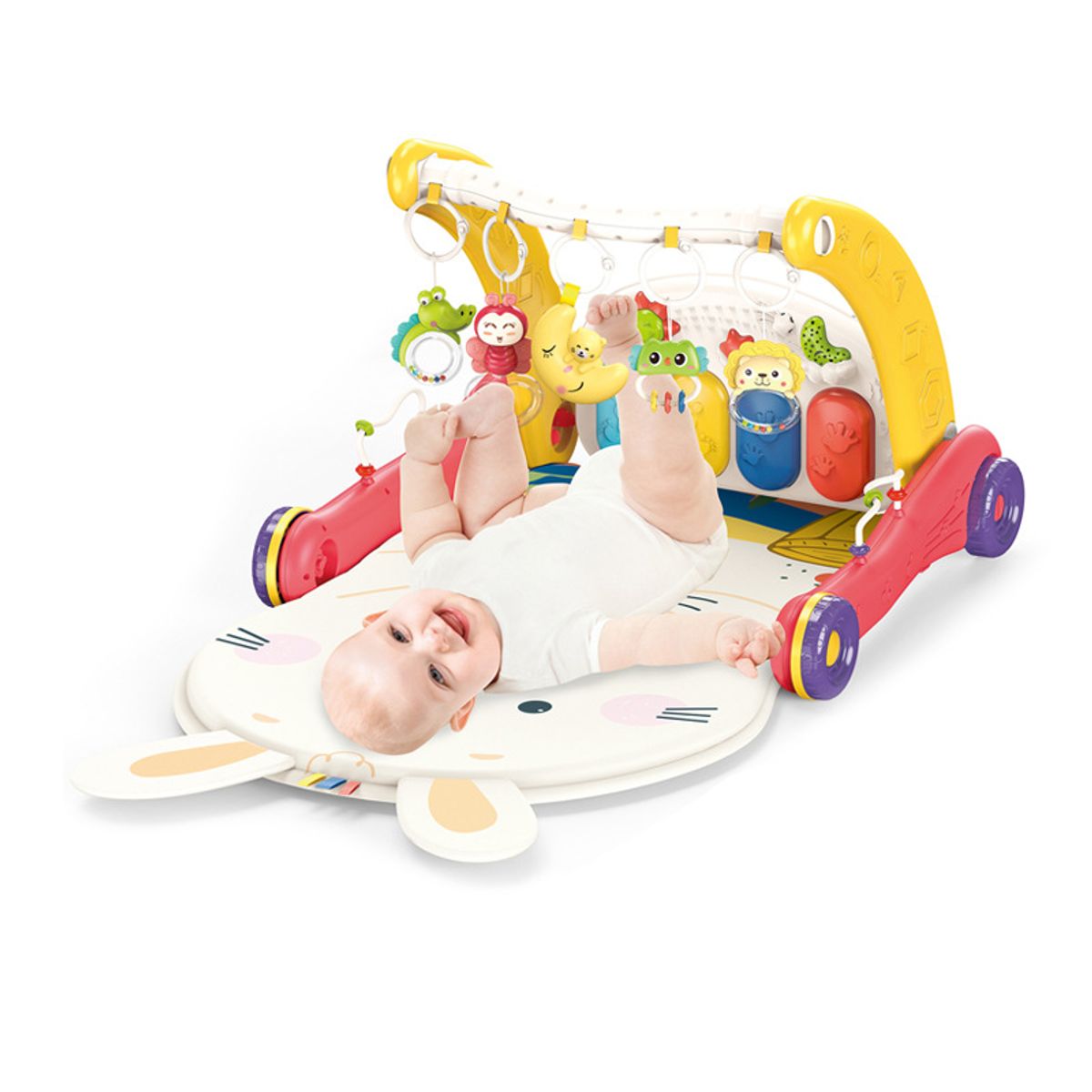 BIBI - ANDADOR GIMNASIO CAMINADOR PARA BEBÉ CON PIANO 2 EN 1 ROJO