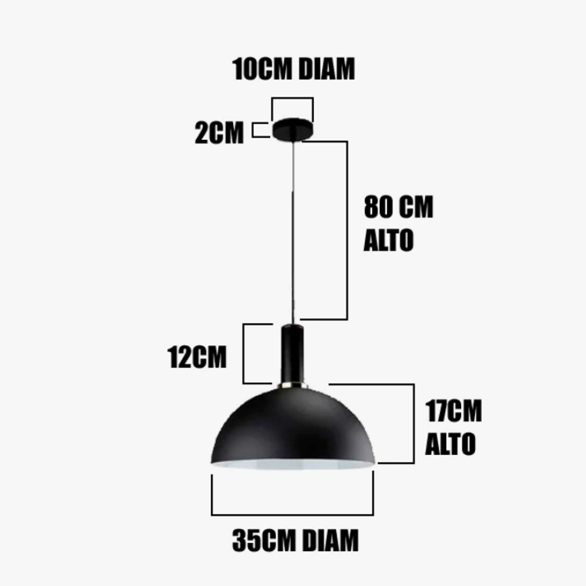 GENERICO - Lámpara Colgante Campana Black Led