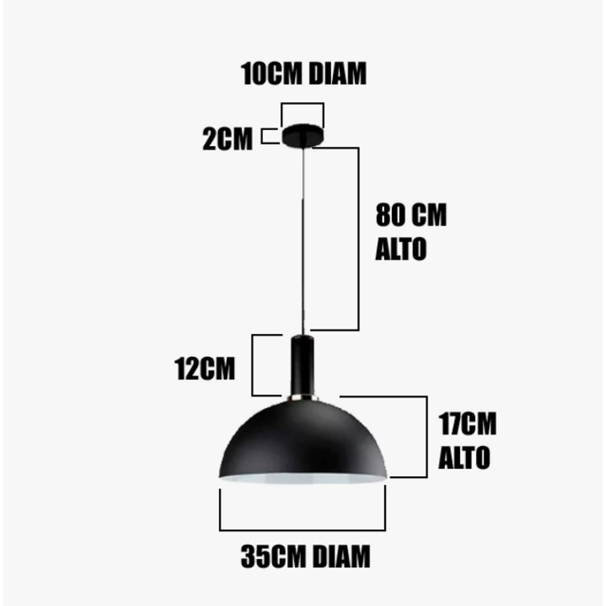 GENERICO - Lámpara Colgante Campana Black Led