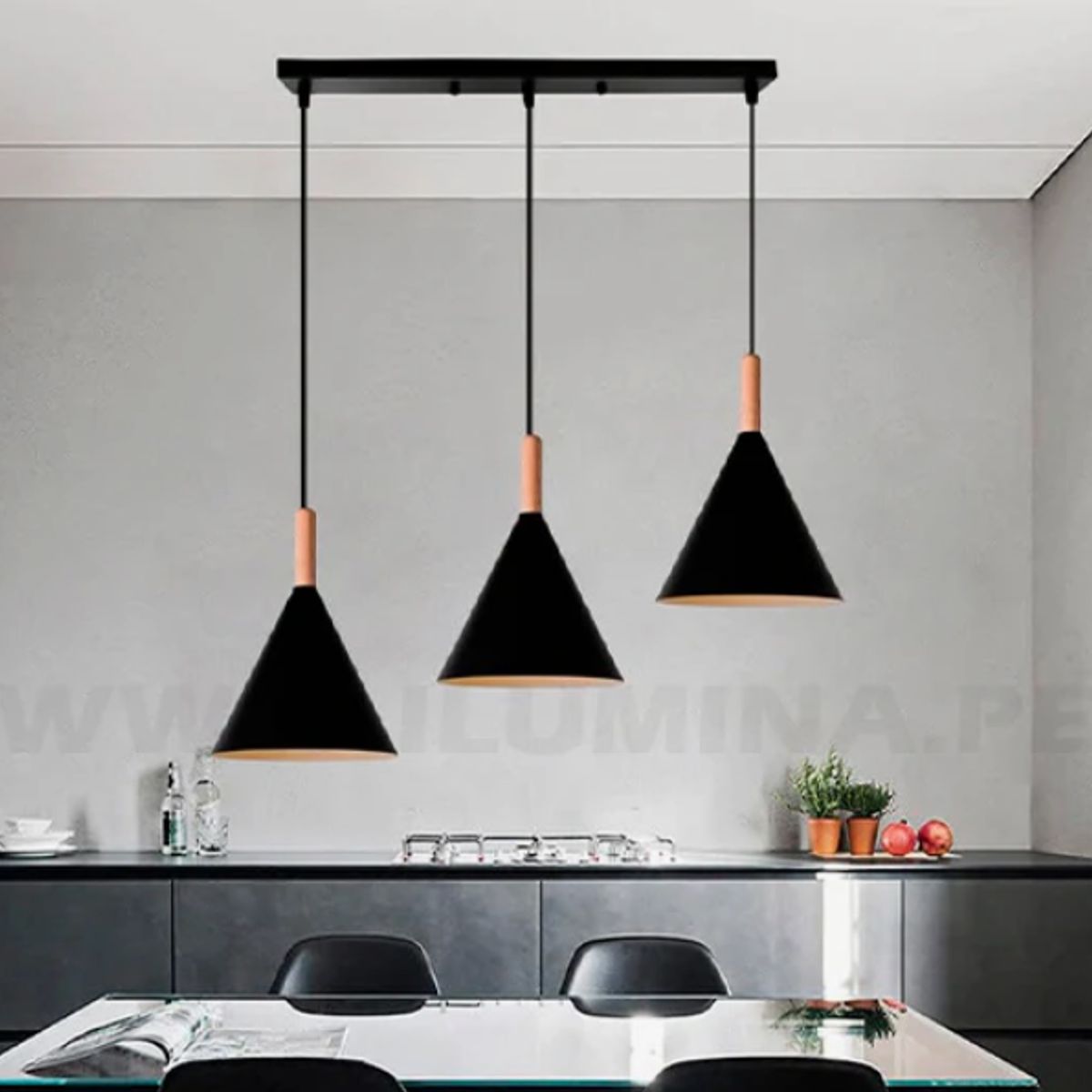 GENERICO - Lámpara Colgante Campana Black Led