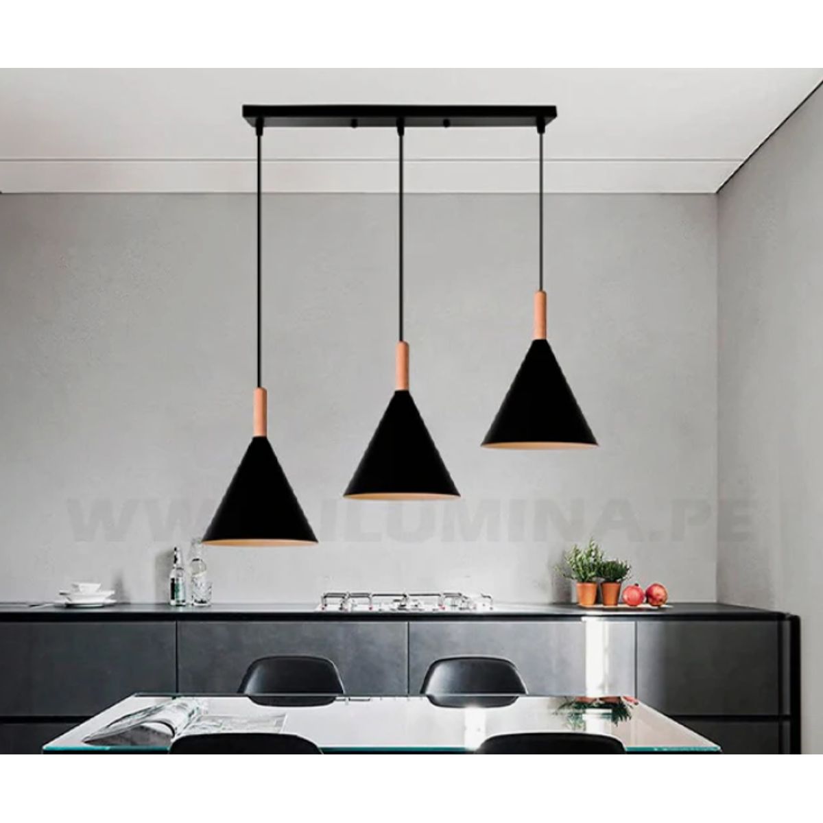 GENERICO - Lámpara Colgante Campana Black Led