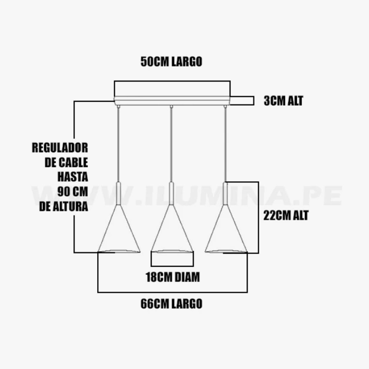 GENERICO - Lámpara Colgante Campana Black Led