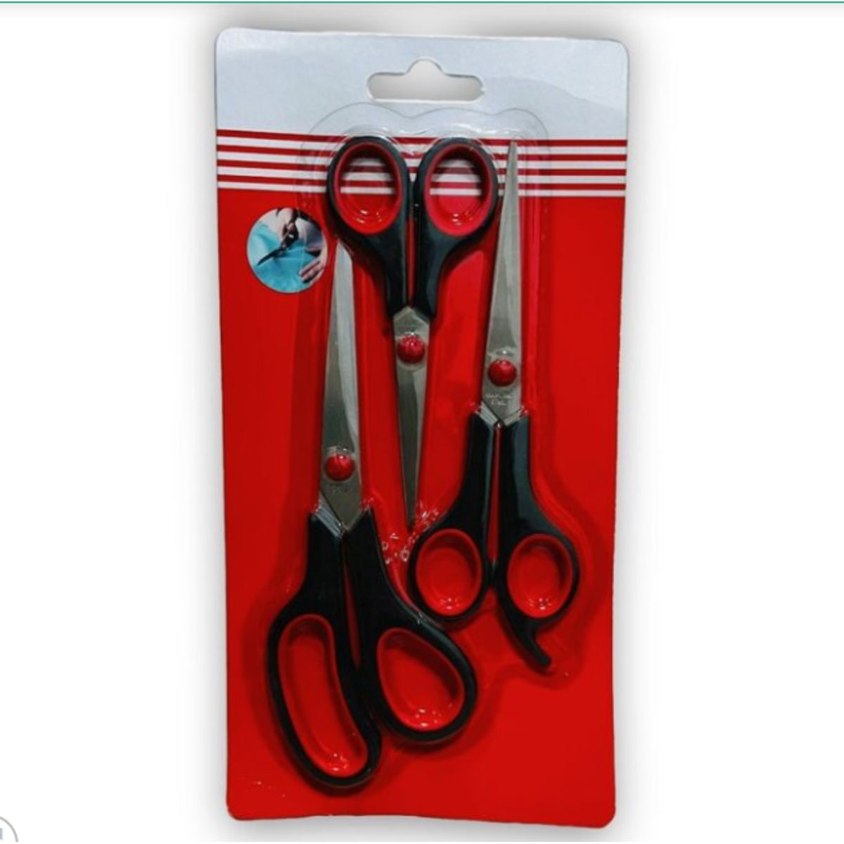 GENERICO - SET DE 3 TIJERAS NEGRAS