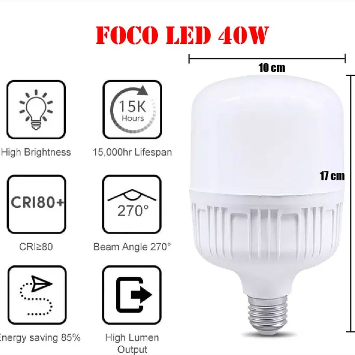GENERICO - Foco led potente de 40w