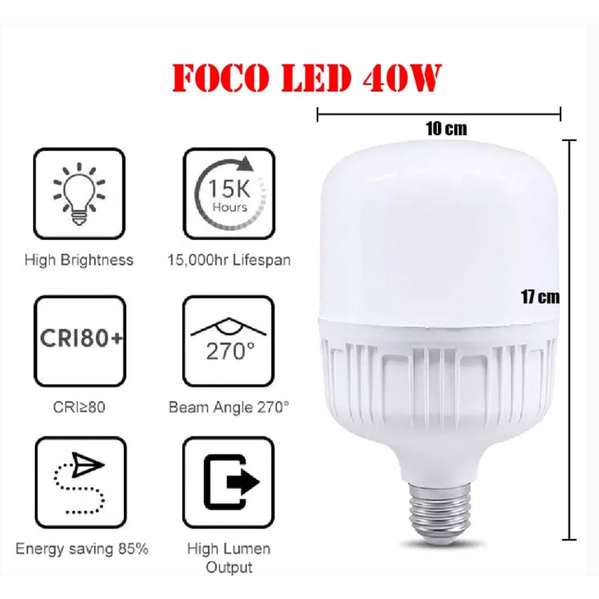 GENERICO - Foco led potente de 40w