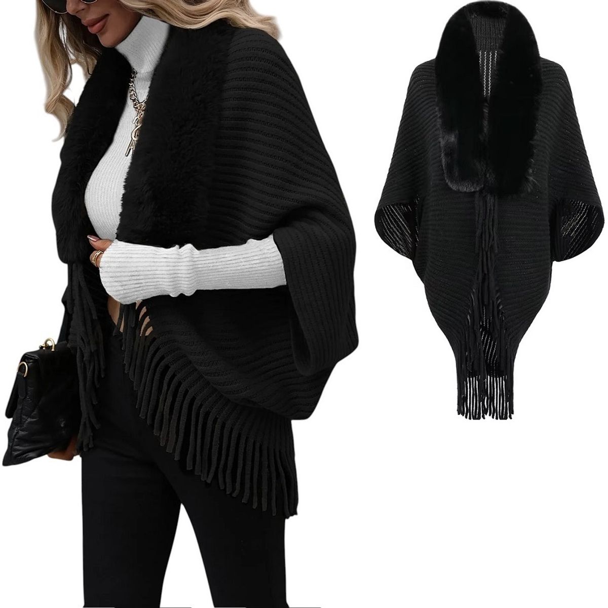 GENERICO - Chal en forma de chaleco para mujer cachemira o cardigan