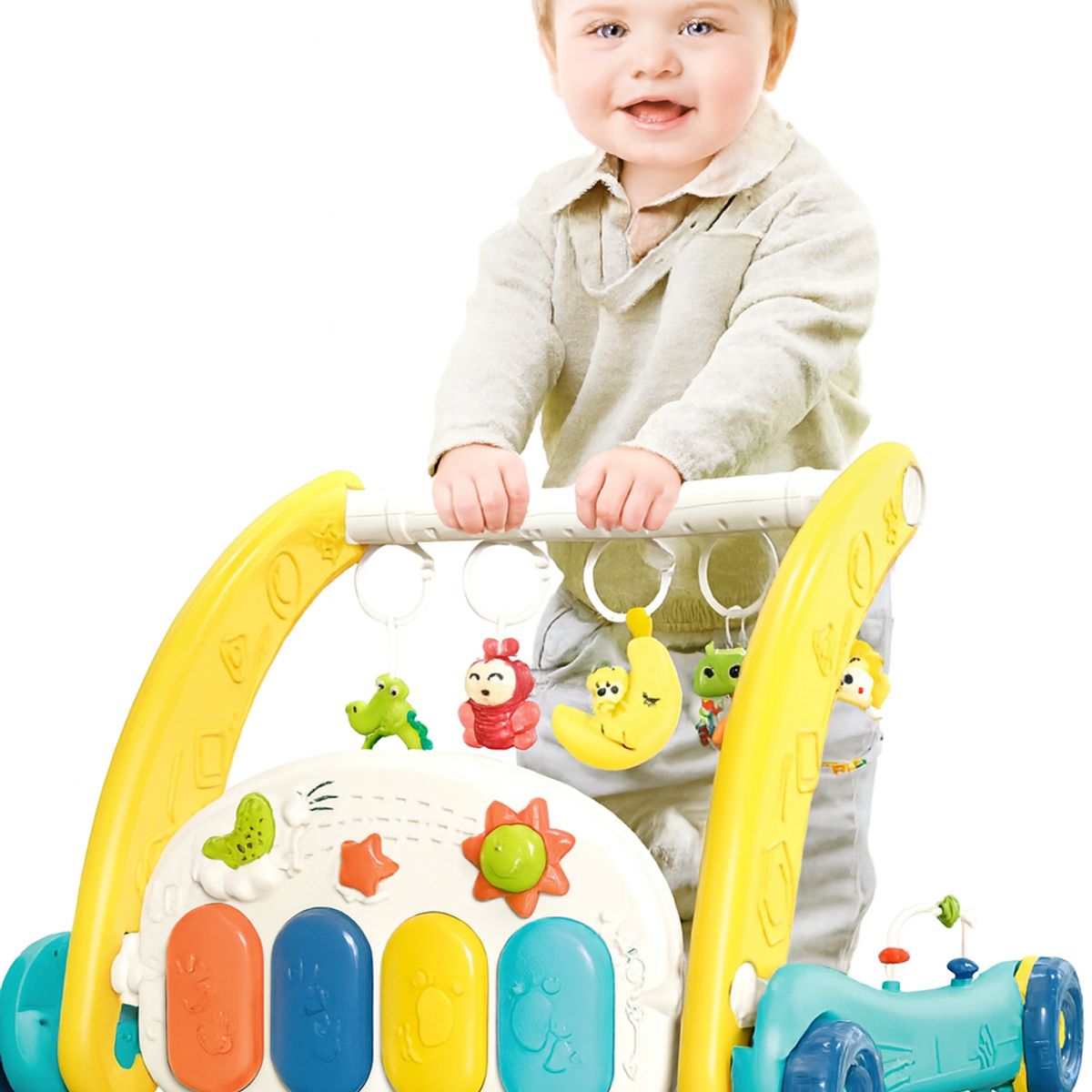BIBI - ANDADOR GIMNASIO CAMINADOR PARA BEBÉ CON PIANO 2 EN 1 AZUL