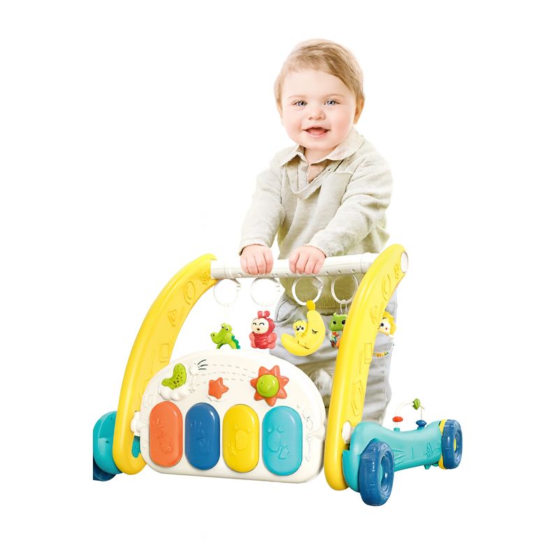 BIBI - ANDADOR GIMNASIO CAMINADOR PARA BEBÉ CON PIANO 2 EN 1 AZUL