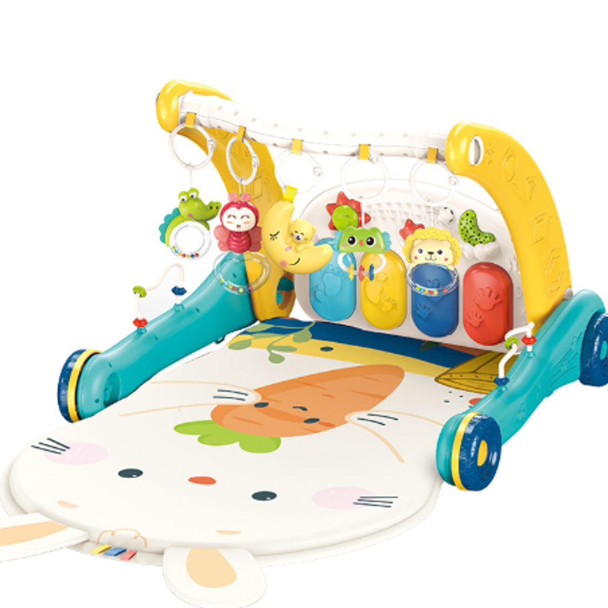 BIBI - ANDADOR GIMNASIO CAMINADOR PARA BEBÉ CON PIANO 2 EN 1 AZUL